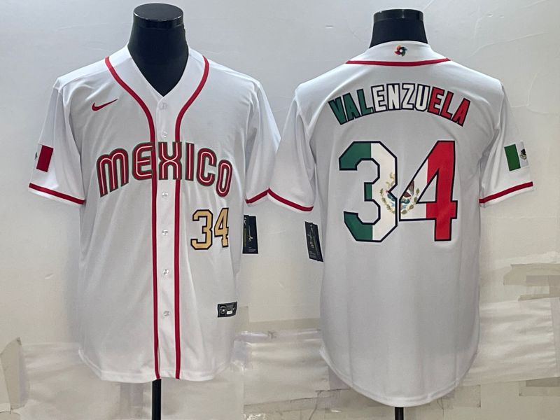 Men 2023 World Cub Mexico 34 Valenzuela White Nike MLB Jersey11